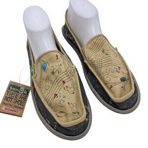 Sanuk Scribble Singing Birds Slip On Shoes Women’s Size 11 Sidewalk Surfer Flats